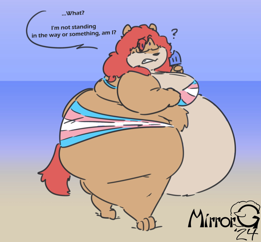 bbw big_ass big_breasts bikini breasts bubble_butt huge_ass huge_breasts mirrorgs overweight thick_thighs transgender_pride_colors wide_hips