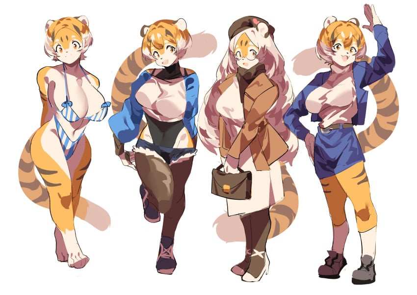 big_breasts bikini breasts cleavage feline female furry huge_breasts mei_xiang mx99926 thick_thighs tiger tiger_girl wide_hips