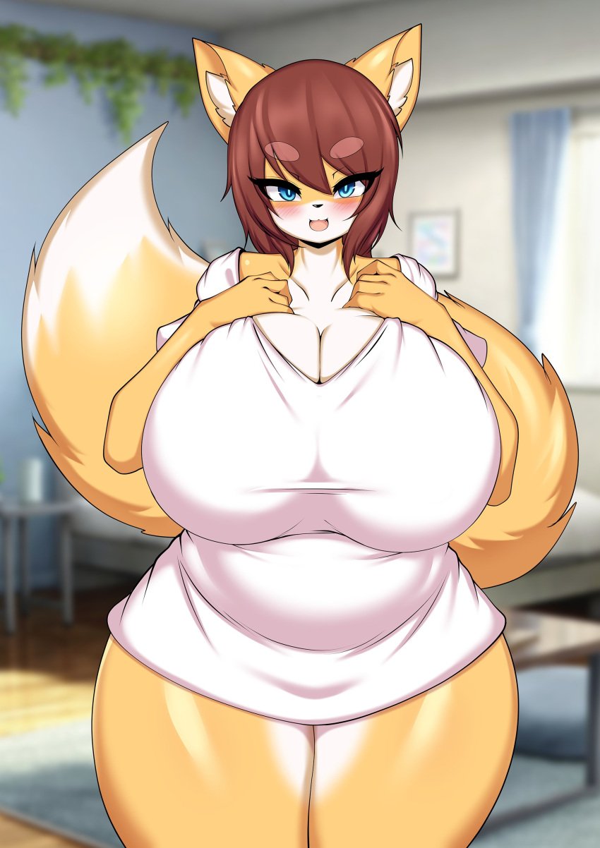 big_breasts bottomless breasts cleavage female furry hana_(keep0621) hana_(tailzkim) huge_breasts tagme tailzkim thick_thighs wide_hips