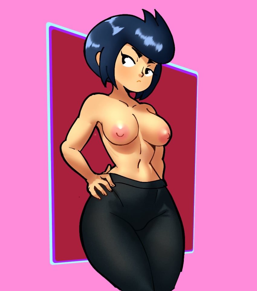 1girls bibi_(brawl_stars) black_hair blush brawl_stars breasts nipples suglir supercell tagme thighs topless