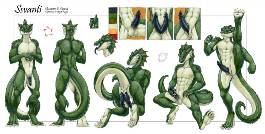 1boy acidapluvia anthro anus ass balls claws diphallia diphallism erection everquest hemipenes hindpaw iksar kick lizard looking_at_viewer male male_only model_sheet multi_penis muscles nude penis presenting scalie sheath solo ssvanti tail tattoo tongue