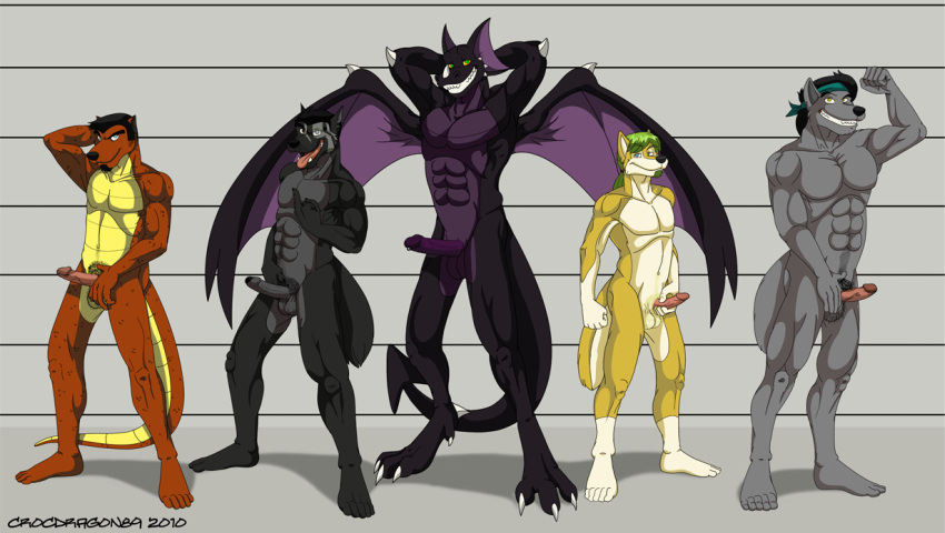 1boy anthro bruno canine claws cocky croc crocdragon89 daddy dragon erection fangs fenris fraternity fur furry grin lineup looking_at_viewer male male_only manly muscles muscular_legs penis presenting reptile scalie size_difference solo tail tongue wings wolf