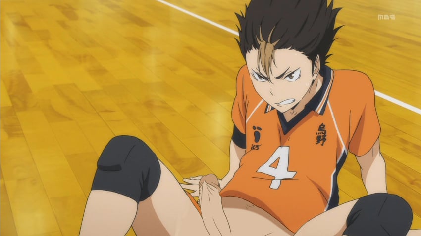 angry balls brown_hair drawfag drawthread_request edit edited erection gay genitals haikyuu!! male male_only penis retracted_foreskin screencap screenshot screenshot_edit shirt uncut unknown_artist unknown_character yaoi yu_nishinoya