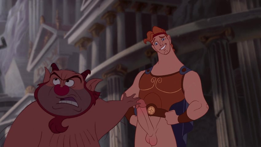 balls beard boner disney drawfag drawthread_request duo edit edited erection gay genitals hercules_(character) hercules_(disney) male male/male male_only penis phil philoctetes retracted_foreskin satyr screencap screenshot screenshot_edit smiling uncut unknown_artist yaoi