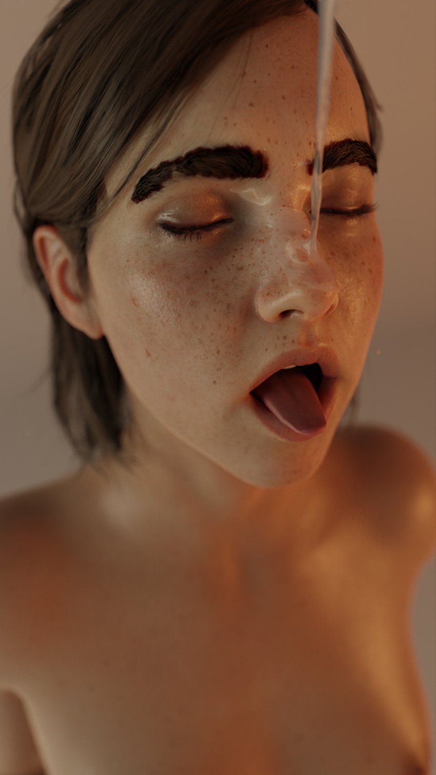 3d begging blender cum cum_drip cum_on_face ellie_(the_last_of_us) ellie_williams enjoying naked sinaf the_last_of_us the_last_of_us_2 tongue tongue_out