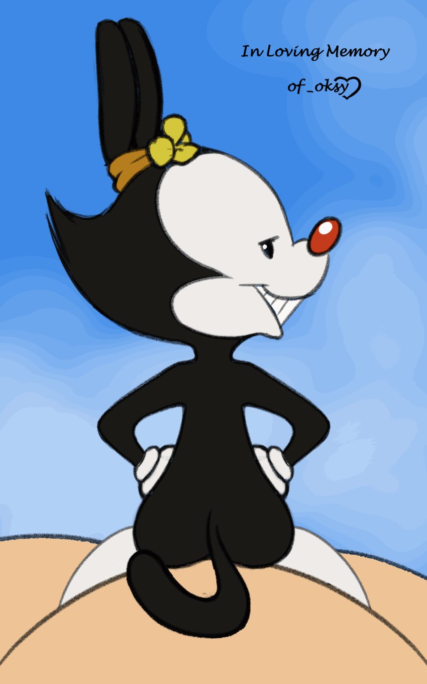 2021 animaniacs animated anthro anthro_penetrated ass beady_eyes black_body black_ears black_eyes black_hair black_skin black_tail bodily_fluids bow_ribbon clothing cub digital_media_(artwork) dot_warner duo female female_penetrated first_person_view gloves gloves_only grin grose hair hands_on_hips hands_on_own_hips handwear handwear_only hi_res human human_on_anthro human_penetrating human_penetrating_anthro human_penetrating_female human_pov interspecies larger_human larger_male light_body light_skin looking_at_viewer looking_back looking_back_at_viewer male male/female male_penetrating male_penetrating_female mammal mostly_nude on_bottom on_top penetrating_pov penetration rear_view red_nose reverse_cowgirl_position sex simple_background size_difference smaller_anthro smaller_female smaller_penetrated smile teeth tied_ears warner_brothers white_clothing white_face white_gloves white_handwear