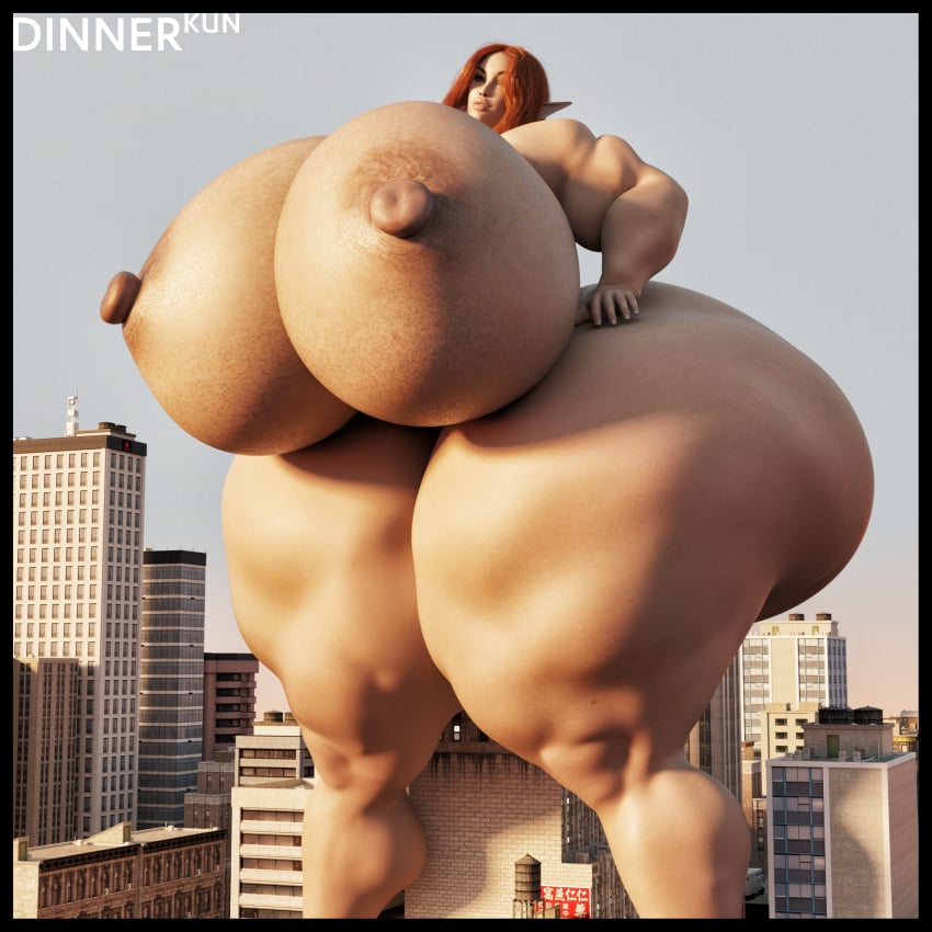 1girls 3d big_arms big_breasts big_nipples breasts city dinner-kun elf elf_ears enormous_thighs female giantess gigantic_thighs huge_breasts hyper hyper_breasts massive_thighs muscles muscular muscular_female naked nipples nude nude_female orange_hair pointy_ears thick_thighs thunder_thighs watermark zoey_nielson