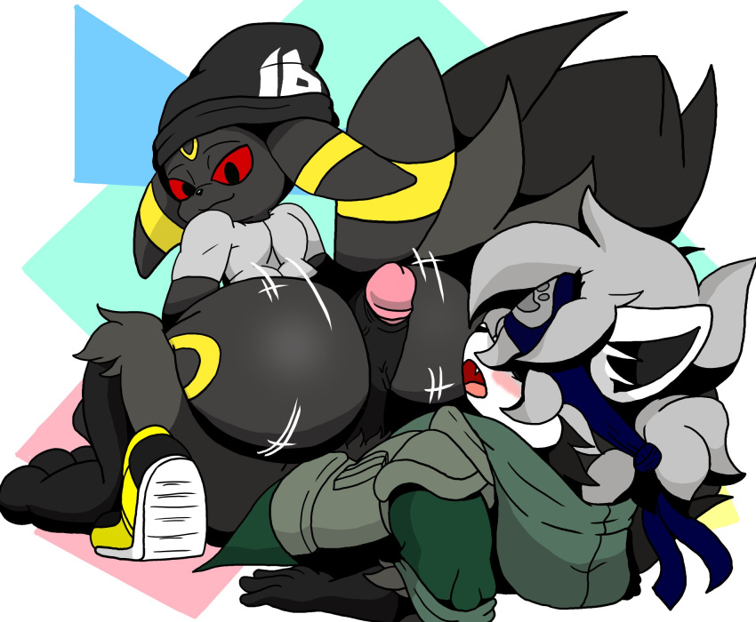 anthro anthro_only ass assjob big_ass big_butt buttjob dante_d femboy furry furry_only huge_ass jack_(jasperisnotcool) male male/male motion_lines nintendo penis pokemon umbreon weebusracoonus