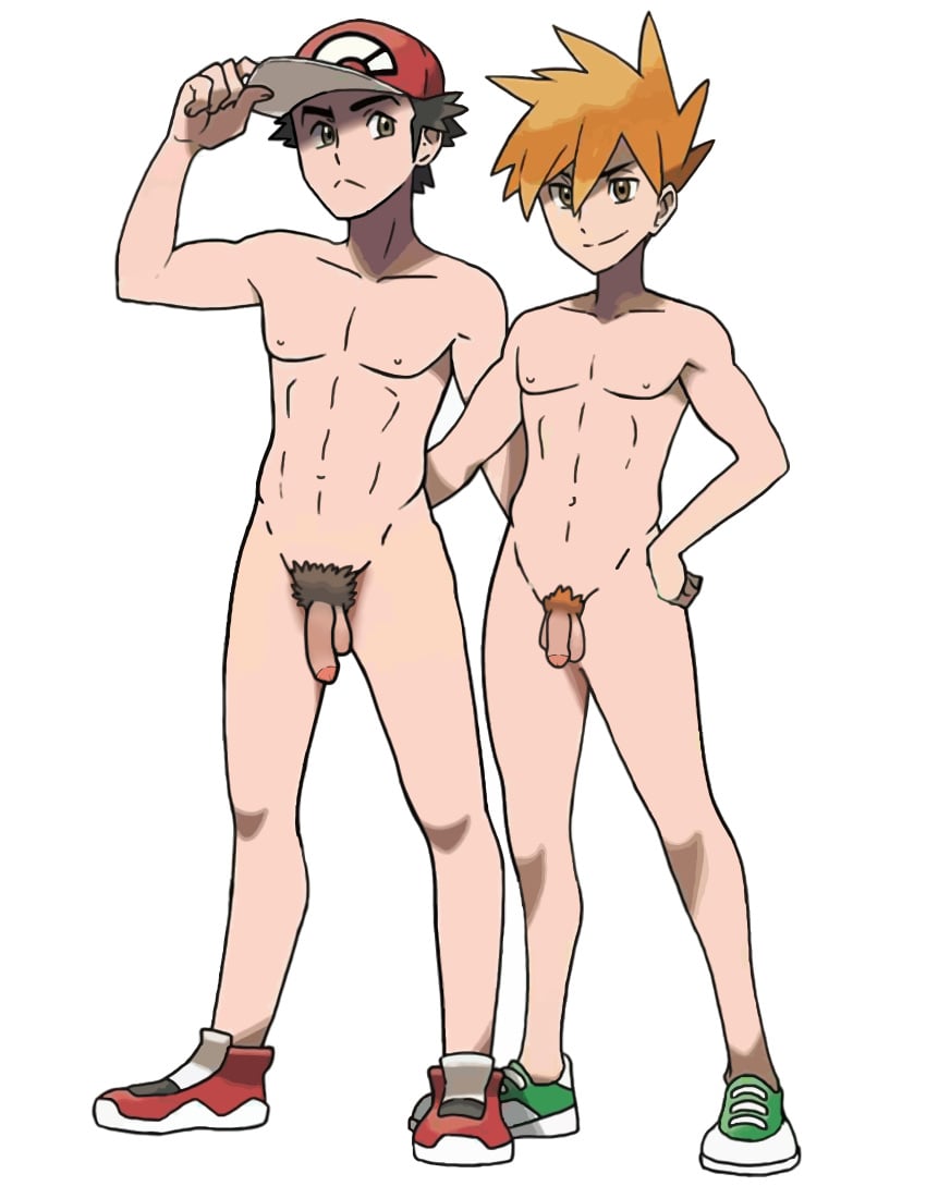 2boys abs balls ballsack baseball_cap black_hair blue_oak brown_eyes drawfag drawthread_request duo edit flaccid_penis foreskin gary_oak gay human intact lean_muscle male male/male male_nipples male_only male_pubic_hair naked nintendo nude_male official_artwork_edit partially_retracted_foreskin penis pokemon pokemon_rgby pokemon_sm red_(pokemon) scrotum smooth_penis smooth_skinned_male testicles uncut unknown_artist yaoi