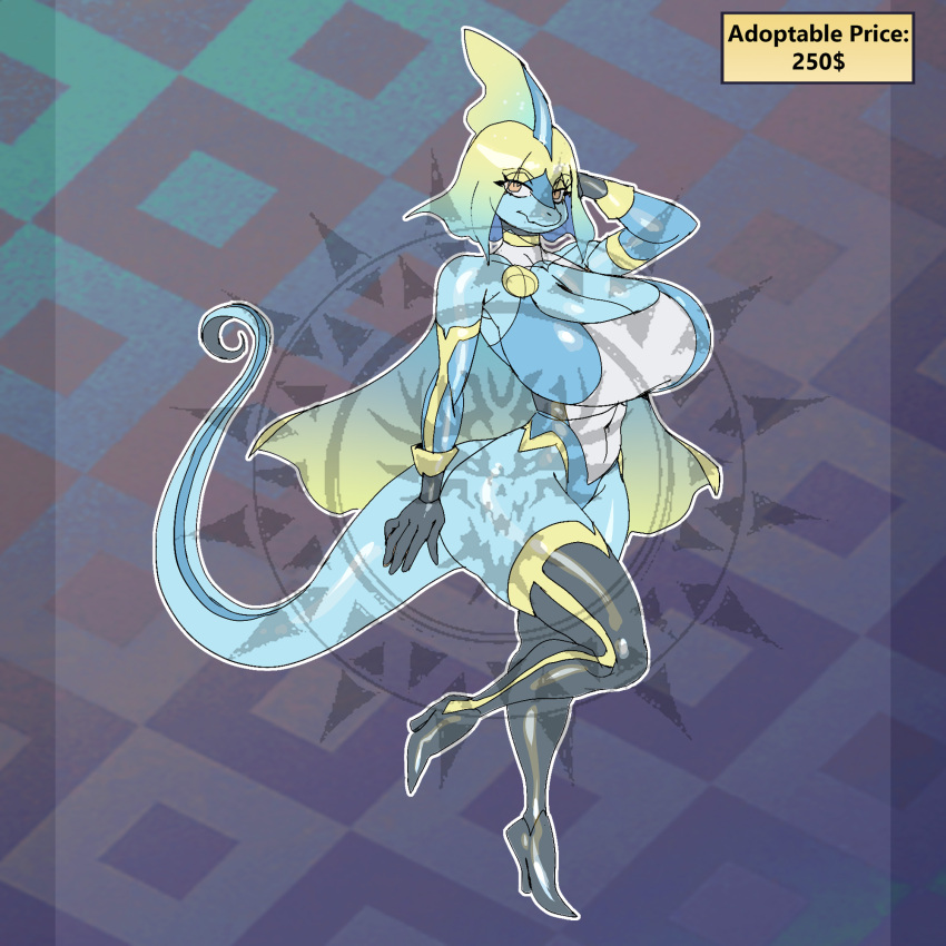 adoptable anthro big_breasts breasts female inteleon maniacpaint pokemon pokemon_(species) solo tagme