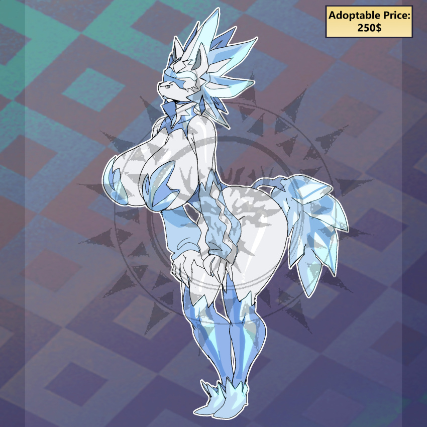 adoptable anthro big_breasts breasts female glastrier maniacpaint pokemon solo tagme