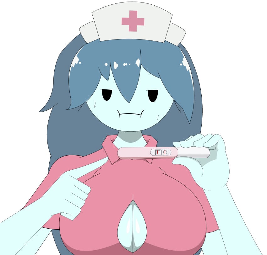 aged_up animated animated_gif annoyed blue_hair breasts cleavage cleavage_cutout clothed clothing color colored female ghost ghost_girl gif hat holding_object mob_face nurse pointing pregnancy_test pregnant shirt spooky's_house_of_jump_scares spooky's_jump_scare_mansion spooky_(shojs) tvcomrade123