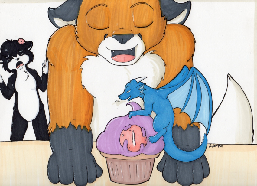 blue_dragon_(animal) canine cupcake dragon feline feral_dragon fox frosting furry hida lucifur macro_ambiguous male_dragon micro micro_male micro_on_food micro_on_macro penis precum scalie