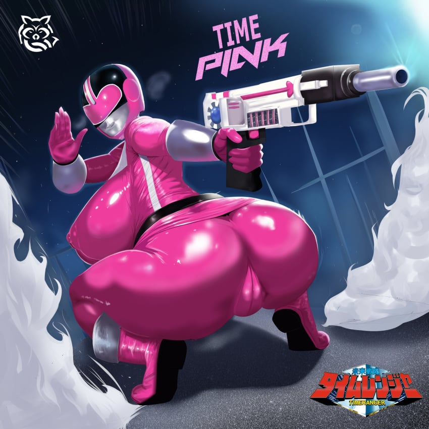 action_pose ass ass_focus belt breasts cadet_yuuri clock erect_nipples female female_only gun helmet heroine holding_weapon jen_scotts large_ass large_breasts mature_female mirai_sentai_timeranger nipple_bulge nipples pink_ranger pinup power_rangers power_rangers_time_force shimazu! skirt skirt_up spandex super_sentai superheroine thick_ass thick_thighs thighs time time_pink