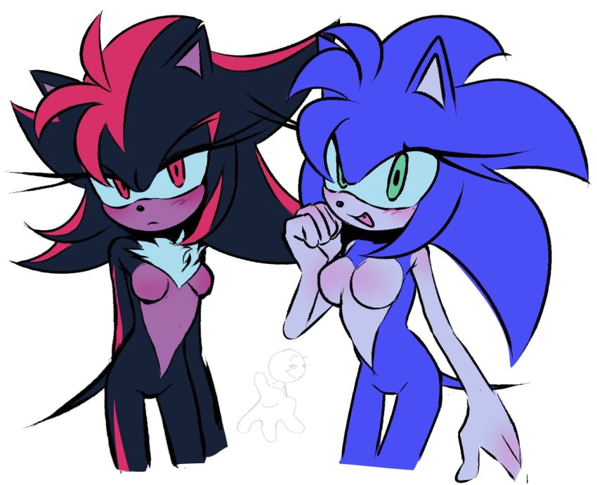 2girls a_k1as bangs black_fur blue_fur breast_size_difference breasts chest_tuft eulipotyphlan eyelashes female furry furry_female genderswap_(mtf) green_eyes no_nipples nude red_eyes red_highlights rule_63 shade_the_hedgehog shadow_the_hedgehog sonic_(series) sonic_the_hedgehog sonic_the_hedgehog_(series) sonique_the_hedgehog tail tomboy