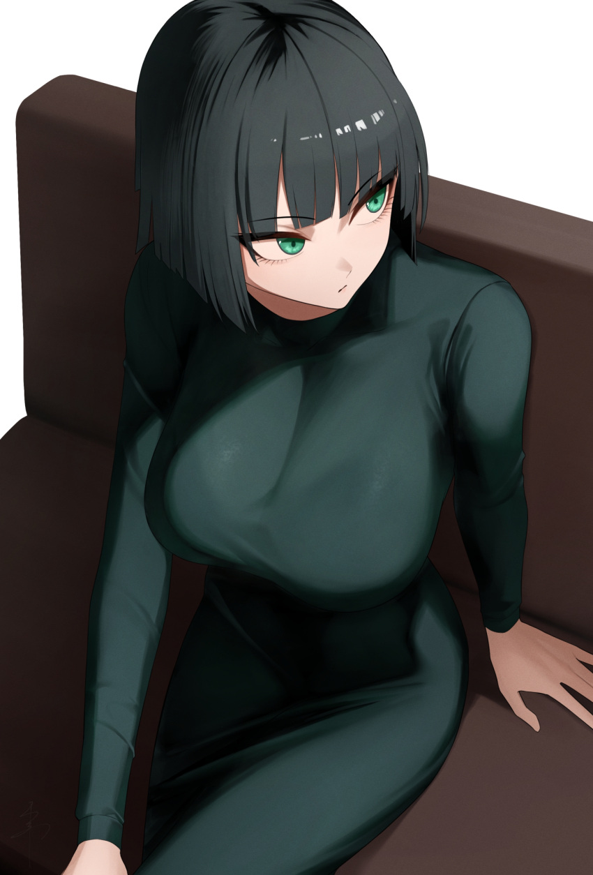 1girls bangs big_breasts bob_cut breasts busty clothed clothing couch crossed_legs curvaceous curvy curvy_body curvy_female curvy_figure dark_green_hair dress eyelashes female female_focus female_only fringe fubuki_(one-punch_man) green_eyes green_hair highres hips large_breasts legs legs_crossed legs_together light-skinned_female light_skin long_sleeves looking_away medium_hair one-punch_man senju_(snz0) short_hair sitting slim slim_waist sofa solo solo_female solo_focus thick thick_legs thick_thighs thighs thin_waist tight_clothing tight_dress turtleneck turtleneck_dress voluptuous waist white_background wide_hips