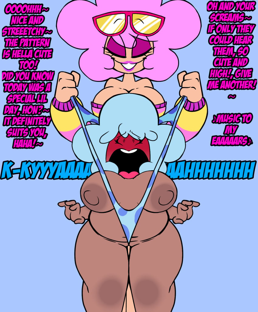 2girls battle_for_dream_island breasts bubble_(bfdi) bullying chubby dykes embarrassed embarrassed_nude_female female flower_(bfdi) humanized interracial lesbian lesbians multiple_girls nonconsensual object_shows pain panties picknpull pussy sadism screaming screaming_in_agony tagme use_the_correct_tags_you_fucking_ape wedgie