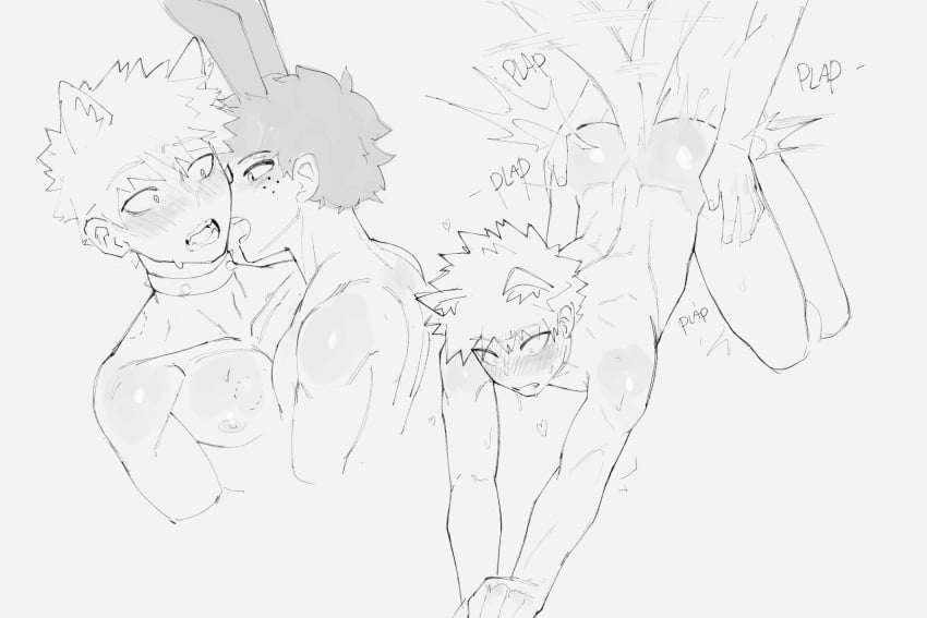 2021 2boys animal_humanoid blush canid canid_humanoid canine canine_humanoid cheesecrumbles dog_humanoid duo gay hair hi_res humanoid humanoid_on_humanoid humanoid_penetrated humanoid_penetrating humanoid_penetrating_humanoid izuku_midoriya katsuki_bakugou lagomorph lagomorph_humanoid leporid_humanoid male male/male male_only male_penetrated male_penetrating male_penetrating_male mammal mammal_humanoid monochrome my_hero_academia onomatopoeia open_mouth penetration plap_(sound) rabbit_humanoid raised_tail sound_effects spiky_hair tagme tail_motion tailwag text yaoi