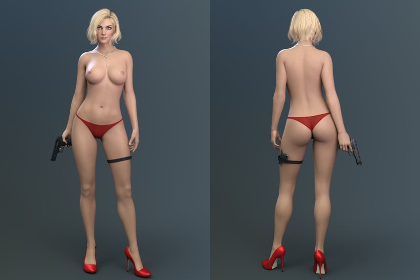 1girls ass big_breasts blonde_hair breasts cleavage female female_only heels milf nina_williams tekken tekken_8 zeneox