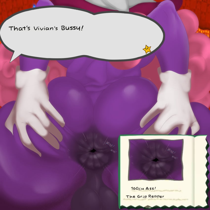 1femboy absurd_res anus anus_focus ass ass_grab balls bent_over big_ass curly_hair donut_anus english_text femboy gameplay_mechanics girly gloves grabbing_own_ass hat hi_res huge_ass humanoid long_hair mario_(series) nintendo nude paper_mario paper_mario:_the_thousand-year_door pink_hair presenting presenting_anus presenting_hindquarters puffy_anus purple_body purple_skin rear_view self_upload solo speech_bubble spread_ass spreading spreading_ass spreading_own_ass testicles text trap twink vivian_(paper_mario) whatanobody white_gloves winking_anus witch witch_hat