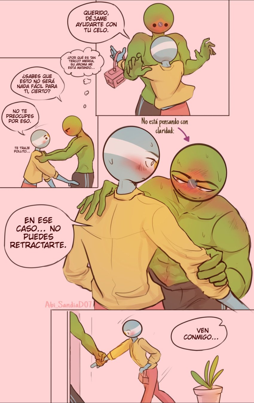 abi_sandia argentina_(countryhumans) arm_grab blush brazil_(countryhumans) countryhumans gay gay_domination half_naked hugging male_only