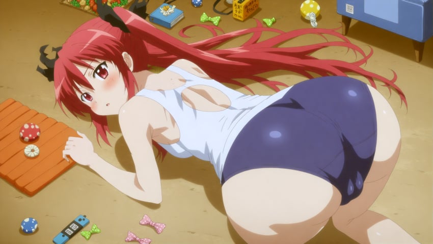 ai_generated all_fours ass ass_focus big_ass big_breasts brown_eyes cthugha_(nyaruko-san) doggy_style_position haiyore!_nyaruko-san huge_ass large_ass loliconking long_hair on_knees showing_ass suggestive_look