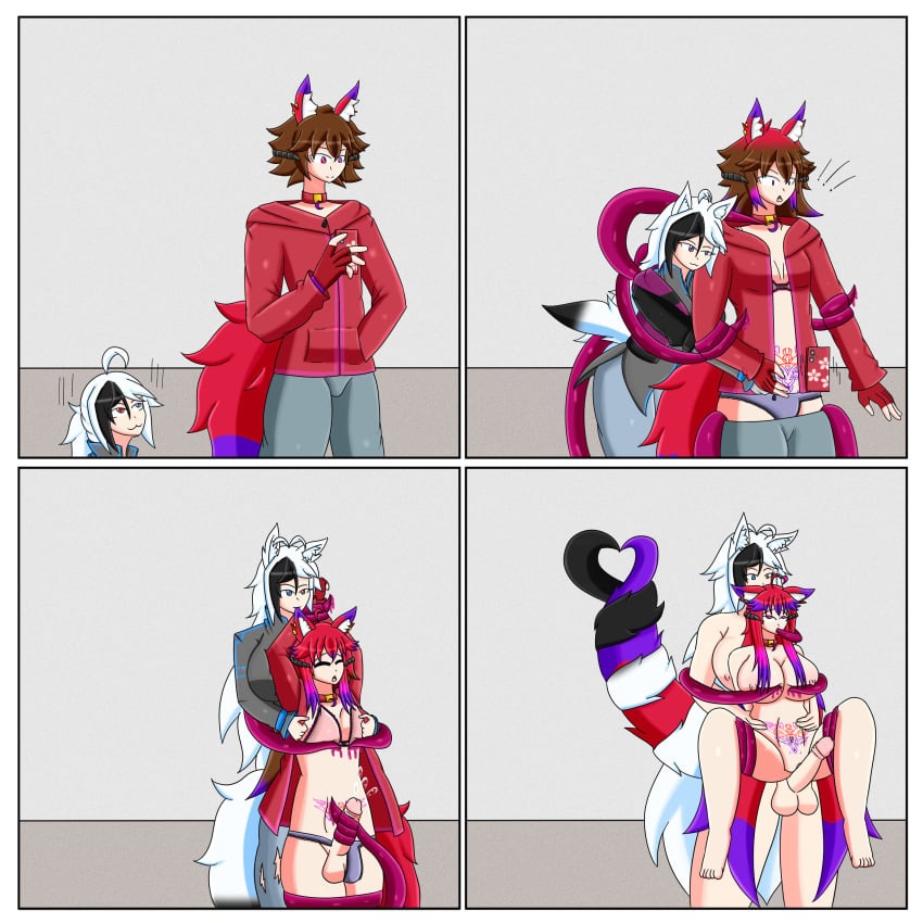 2boys 2girls big_breasts big_penis big_tail big_thighs breast_growth crimson_kitkami female futanari gender_transformation genitals male mtf_transformation mti_transformation neo_storm neo_storm(alter) neoxross red_kitkami tentacle transformation transformation_sequence wolf_boy wolf_ears wolf_girl wolf_tail