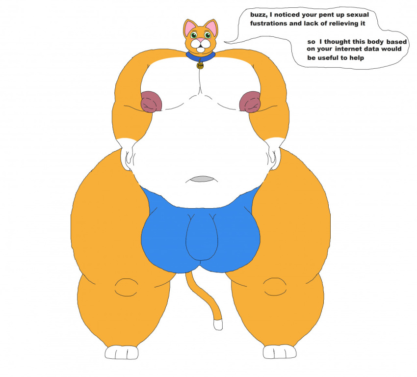 bad_anatomy bulge dialogue disney feline lightyear_(film) male male_nipples male_only pixar rough_sketch sox_(lightyear)