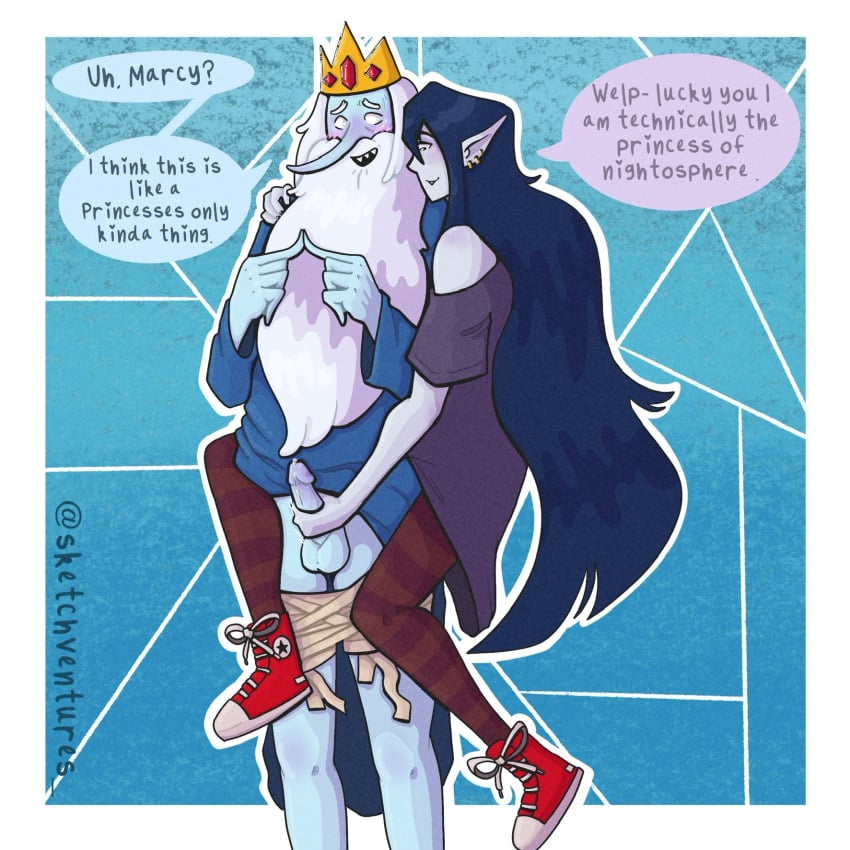 1boy 1girls adventure_time bad_touch cartoon_network cartoony dialogue elder_abuse english_text handjob ice_king incest marceline marceline_abadeer memory_loss molestation princess simon_petrikov speech_bubble text vampire