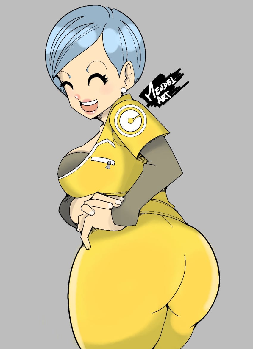 1girls ass big_ass big_breasts bulma_briefs cleavage dragon_ball dragon_ball_super dragon_ball_super_super_hero female female_only light-skinned_female light_skin mendelartz rear_view solo solo_female solo_focus thick_thighs