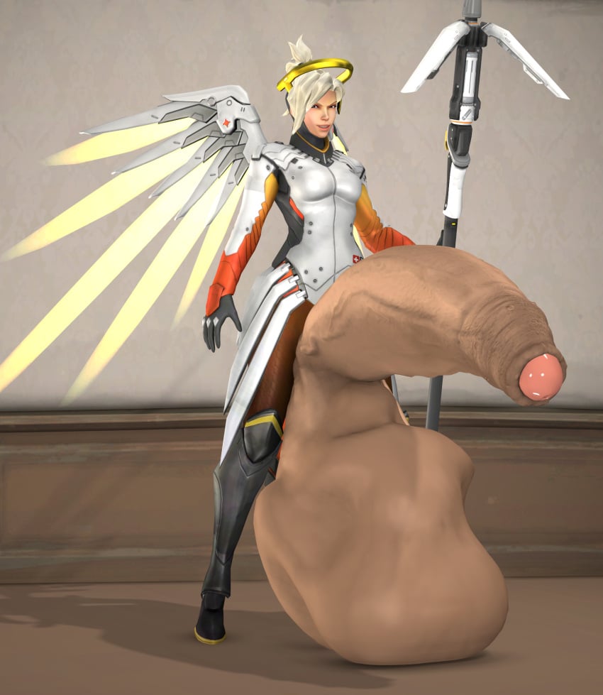 1futa 3d ambiguous_prey cock_vore erection foreskin futa_only futanari futanari_pred gigantic_penis gigantic_testicles huge_penis huge_testicles hyper_penis mercy overwatch penis same_size_vore shannonthefempyro solo thick_penis vore