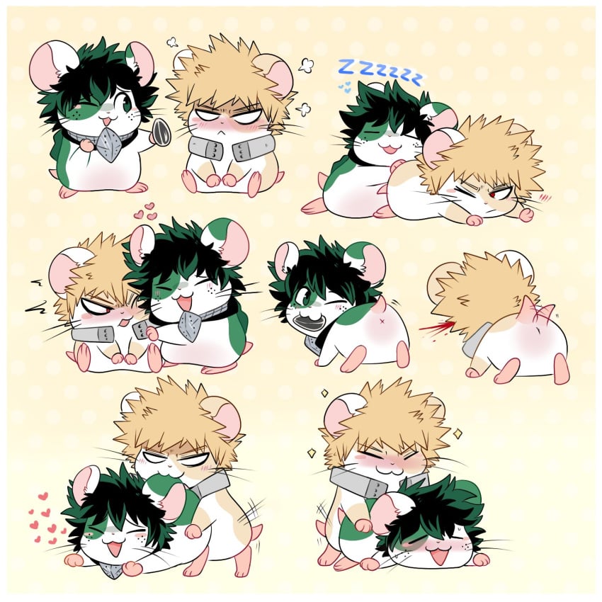 2022 ambiguous_gender ambiguous_penetration anus blonde_hair blush cricetid dekuwus duo feral feral_on_feral hair hamster hi_res izuku_midoriya katsuki_bakugou male mammal my_hero_academia open_mouth open_smile penetration rodent sex sleeping smile sound_effects spiky_hair sunflower_seed whiskers x_anus yaoi zzz