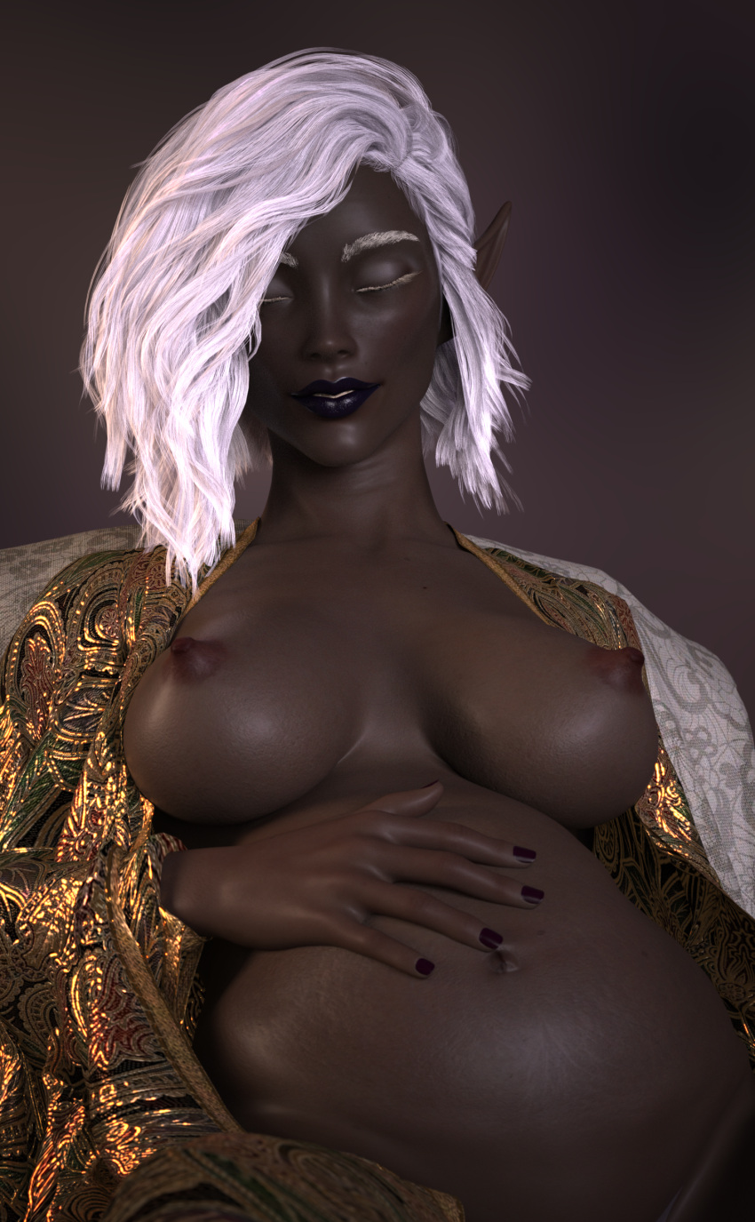 1girls 2020 3d black_lipstick black_nail_polish black_nails closed_eyes dark_elf dunmer elf elf_ears fanart female female_only gradient_background gray_hair gray_pubic_hair grey_body grey_hair grey_pubic_hair grey_skin large_breasts lipstick medium_hair nude nude_female pointy_ears pregnant pubic_hair ramasters seated sitting slushe_(website) solo solo_female the_elder_scrolls white_eyelashes white_hair white_pubic_hair