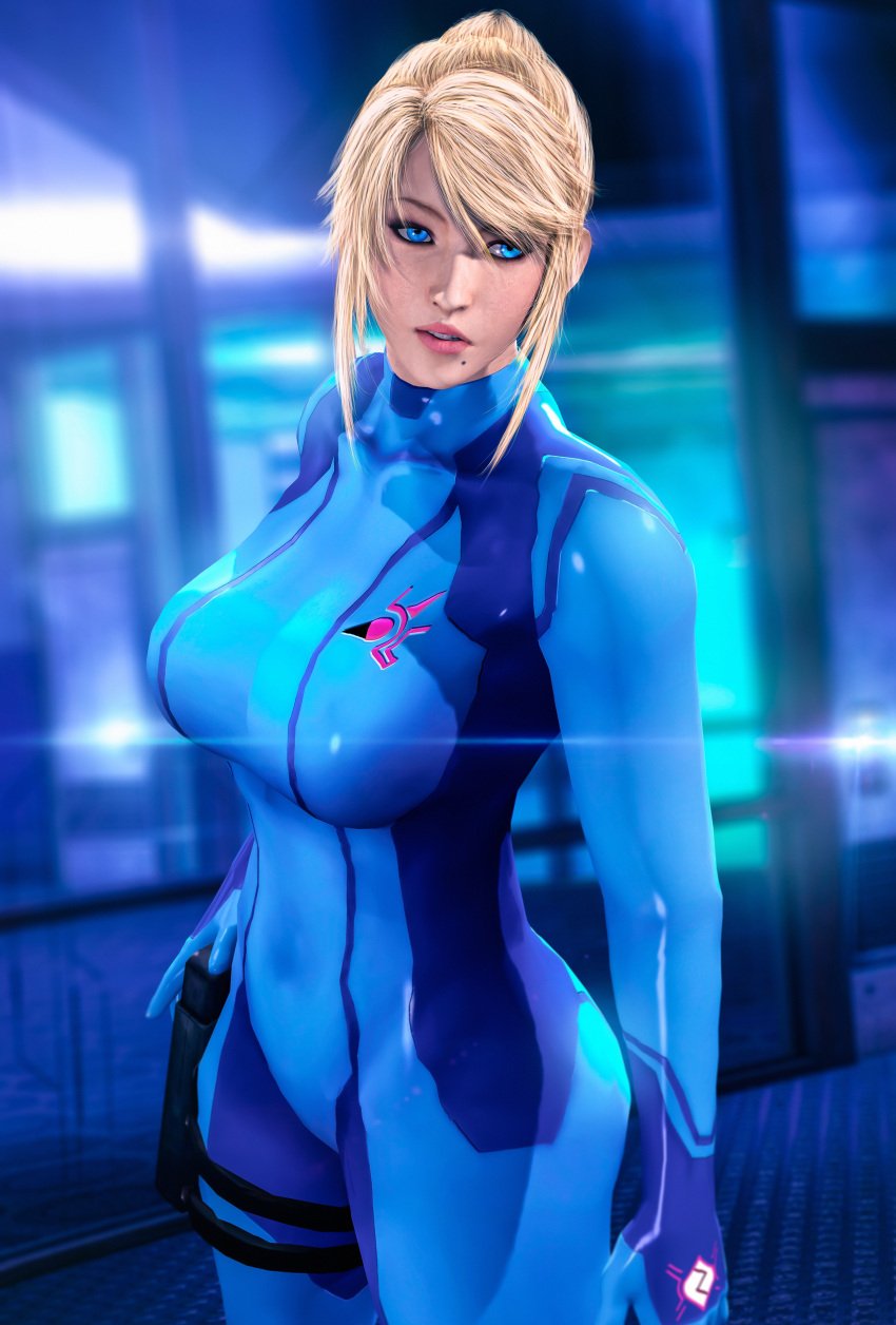 1girls 3d 3d_(artwork) beauty_mark big_ass big_breasts bimbo blonde_hair blue_bodysuit blue_eyes bodysuit breasts clothed curvaceous curvy female female_only high_resolution indoors large_breasts long_hair looking_at_viewer lordhayabusa357 metroid mole_under_mouth nintendo pale-skinned_female pink_lips ponytail samus_aran sarah_bryant_(model) science_fiction sfm skin_tight solo solo_female source_filmmaker standing tied_hair voluptuous zero_suit zero_suit_samus