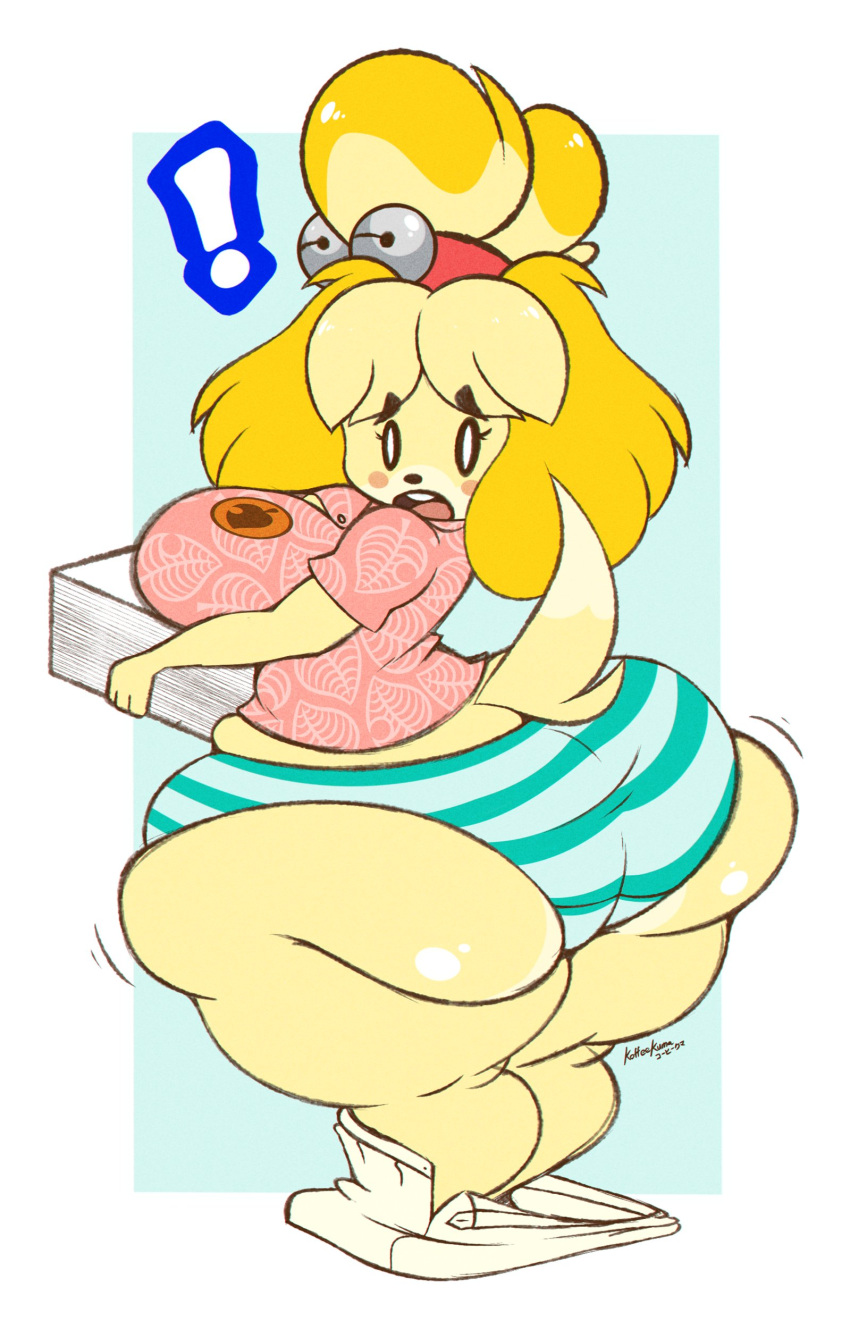 1girls animal_crossing anthro big_breasts dog_girl ep73x furry huge_ass isabelle_(animal_crossing) nintendo shortstack thick_thighs