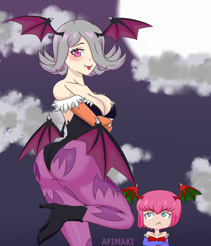 afimaki ando_ruruka ass breasts cleavage clothing cosplay danganronpa danganronpa_3 darkstalkers fangs kimura_seiko large_breasts lilith_aensland lilith_aensland_(cosplay) morrigan_aensland morrigan_aensland_(cosplay) smooth_skin tight_clothing