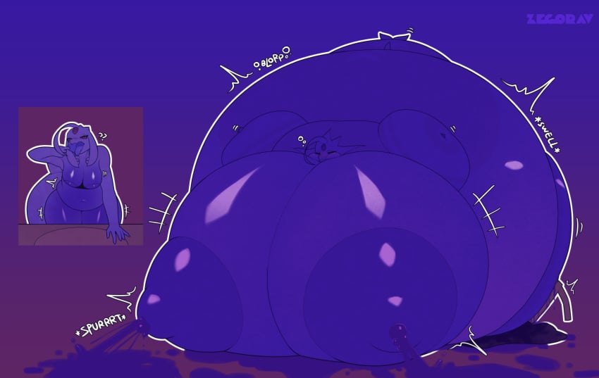 2026 3_eyes absurd_res anthro areola areola_slip artist_name belly berry_juice beverage big_belly big_breasts blue_body blueberry_inflation blueberry_juice bodily_fluids breasts colored digital_media_(artwork) english_text expansion female hi_res huge_belly huge_breasts hyper hyper_belly hyper_breasts inflation juice_(beverage) juicy_july lactating multi_eye orange_eyes pink_body purple_body purple_eyes sequence shaded text white_body zeg_(zegorav) zegorav