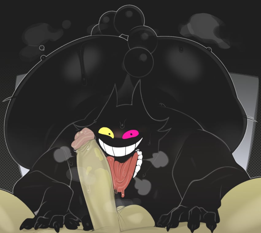2026 anthro balls big_butt big_penis black_body bodily_fluids breath butt claws cum cum_on_tongue darkner deltarune digital_media_(artwork) domestic_cat duo erection faceless_character faceless_human faceless_male felid feline felis first_person_view friend_(deltarune) genital_fluids genitals glans hand_on_leg hand_on_thigh heterochromia hi_res huge_butt human human_on_anthro human_pov humanoid_genitalia humanoid_penis interspecies leaking_precum licking licking_cum looking_at_viewer male male/male male_on_human male_pov mammal oral overweight overweight_anthro overweight_male penile penis penis_lick pink_eyes precum sex smile submarine_screw sweat tail teeth tongue tongue_out undertale_(series) yellow_eyes