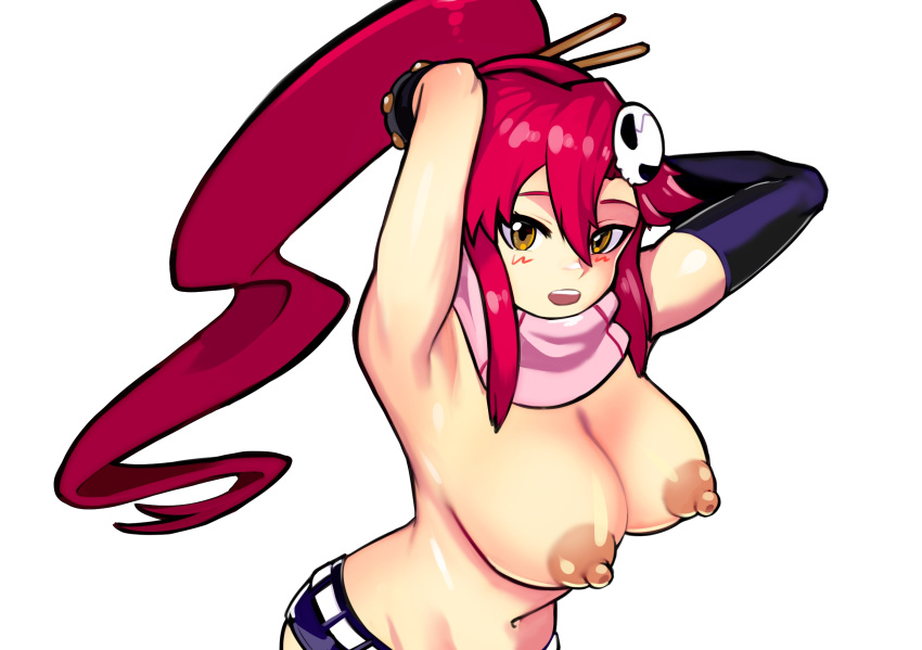 breasts cell_(artist) female long_hair ponytail red_hair solo tengen_toppa_gurren_lagann topless yellow_eyes yoko_littner