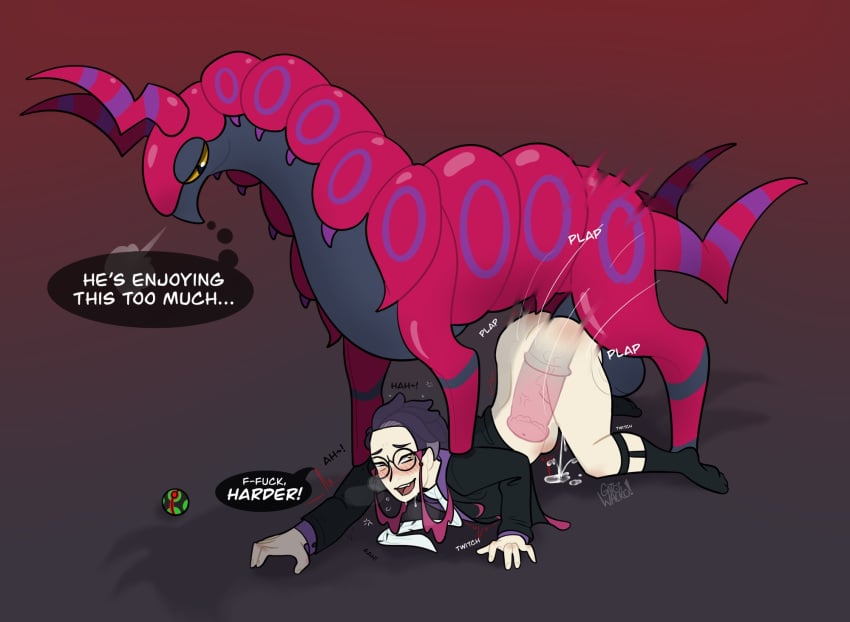 accessory animal_genitalia animal_penis arthropod ass_up balls bestiality blush bodily_fluids bottomless bottomless_human bottomless_male breath clothed clothed_human clothed_male clothing colored corbeau_(pokemon) cum cum_while_penetrated cumshot dialogue doggystyle dominant dominant_feral duo ejaculation english_text equine_genitalia equine_penis eyewear femboy femboy_penetrated feral feral_on_top feral_penetrating feral_penetrating_human feral_penetrating_male from_behind_position gatowacko generation_5_pokemon genital_fluids genitals glasses hands-free hi_res human human_on_bottom human_on_feral human_penetrated interspecies light_body light_skin male male/male male_on_feral male_on_human male_penetrated male_penetrating male_penetrating_human male_penetrating_male mammal motion_lines mounting necktie nintendo onomatopoeia penetration penis pinned pinned_by_foot pinned_to_ground pokeball pokemon pokemon_(species) pokephilia quadruped scolipede sex sound_effects stepping_on_back stepping_on_shoulder submissive submissive_human submissive_male suit suit_jacket text thought_bubble x-ray_view