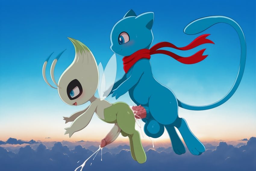 3_fingers 3_toes absurd_res ai_generated anal anal_penetration animal_genitalia antennae_(anatomy) anthro anthro_on_anthro anthro_penetrated anthro_penetrating anthro_penetrating_anthro balls big_balls big_penis blue_body blue_eyes blue_pupils bodily_fluids butt celebi cum cum_in_ass cum_inside cum_on_balls cum_on_body cum_on_butt cum_on_penis cumshot dripping duo ejaculation feet fingers flying generation_1_pokemon generation_2_pokemon genital_fluids genitals green_body half-closed_eyes hi_res huge_balls huge_penis legendary_pokemon long_tail looking_at_another looking_at_partner male male/male male_penetrated male_penetrating male_penetrating_male mew_(pokemon) mouth_closed mythical_pokemon narrowed_eyes nintendo open_mouth open_smile penetration penile penile_penetration penile_spines penis penis_in_ass pokemon pokemon_(species) pupils red_scarf saliva saliva_drip scarf sex sheath shiny_pokemon sky smile smiling_at_another smiling_at_partner tail toes translucent translucent_wings wings yiff_ai_(director)