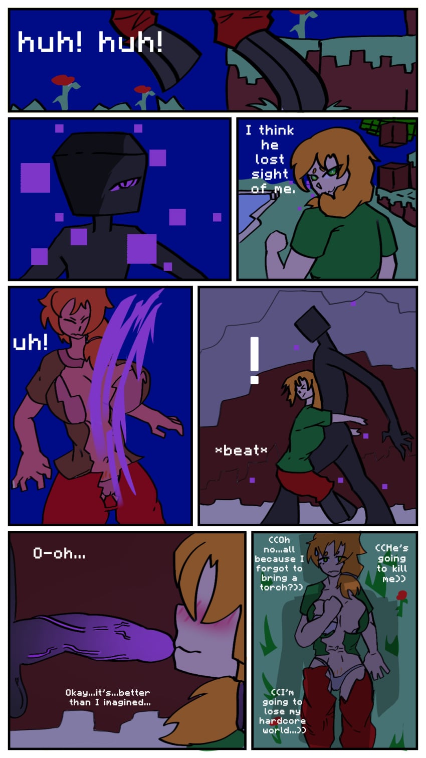 9:16 abuse alex_(minecraft) anthro big_breasts big_penis breasts comic defeated defeated_heroine duo enderman english_text female genitals hi_res human intimate male male/female mammal microsoft minecraft mojang nude penis penis_in_mouth riozzy_witroy7 surrounded text vulva xbox_game_studios