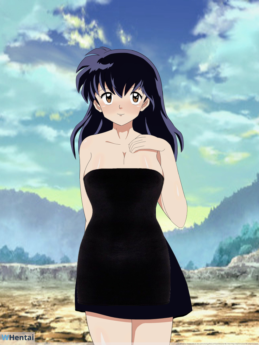 artist_request black_clothing black_dress dress inuyasha kagome kagome_higurashi looking_at_viewer tagme teenage_girl teenager young