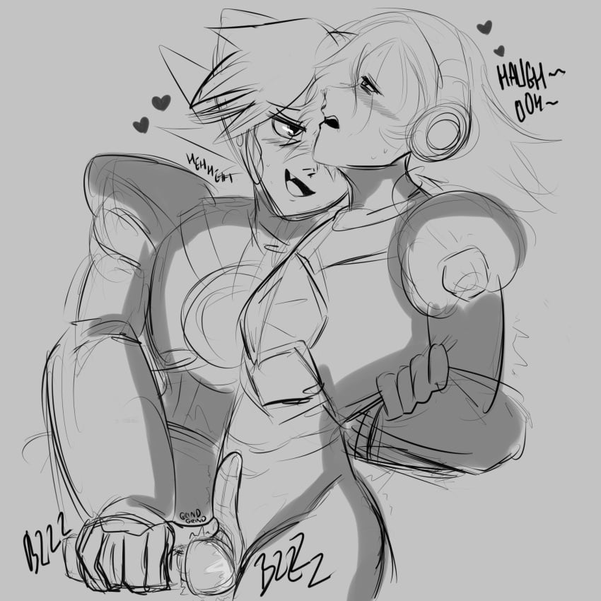 2boys androgynous axl_(mega_man) bondage femboy lumine_(mega_man) mega_man mega_man_x ratprt restrained scar_on_face vibrator