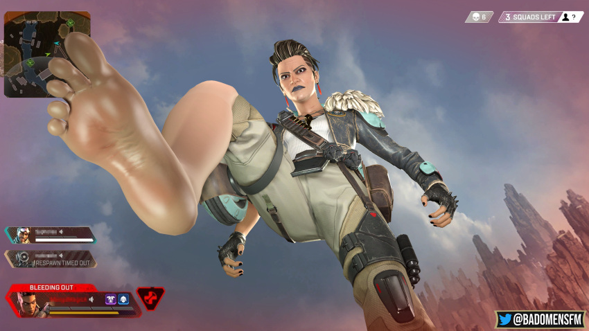 3d apex_legends badomensfm feet foot_fetish mad_maggie_(apex_legends) sfm soles source_filmmaker