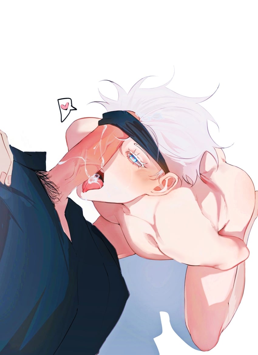 2boys blindfold blowjob blue_eyes blush cum cum_in_mouth faceless_male feminine_male gay gay_sex heart heart-shaped_pupils jujutsu_kaisen licking_penis long_eyelashes looking_at_another male male_focus male_only moy64904958 on_knees pale-skinned_male pale_skin purple_hair satoru_gojo sucking_penis suguru_geto tongue tongue_out white_hair yaoi