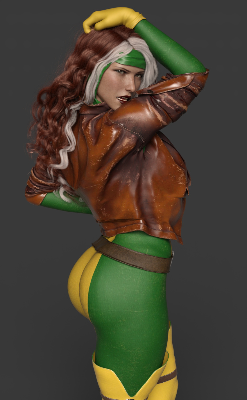 1girls 3d anna_marie ass big_ass big_butt bodysuit brown_hair elmeistro female female_only fully_clothed heroine leather marvel marvel_comics rogue_(x-men) skin_tight solo superhero superheroine tight_clothing x-men