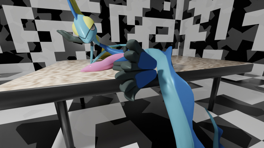 16:9 3_toes anthro big_penis closed_eyes feet foot_fetish foot_focus furniture genitals head_on_hand hi_res inteleon lying male marine nintendo on_side on_table penis pokémon_(species) pokemon pokemon_(species) slowaf solo solo_focus table tapering_penis toes video_games widescreen