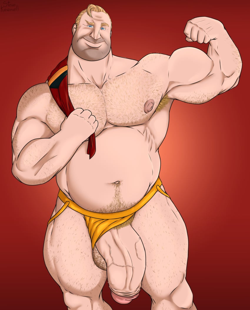 hairy_male huge_cock male_only mr._incredible musclegut muscular_male robert_parr smooth_skin the_incredibles thick_penis