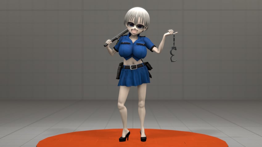 baton big_breasts handcuffs heels high_heels nightstick png police_baton police_uniform policewoman sfm_default_map short_hair source_filmmaker sunglasses tinted_eyewear unknow3369 uzaki-chan_wa_asobitai! uzaki_hana